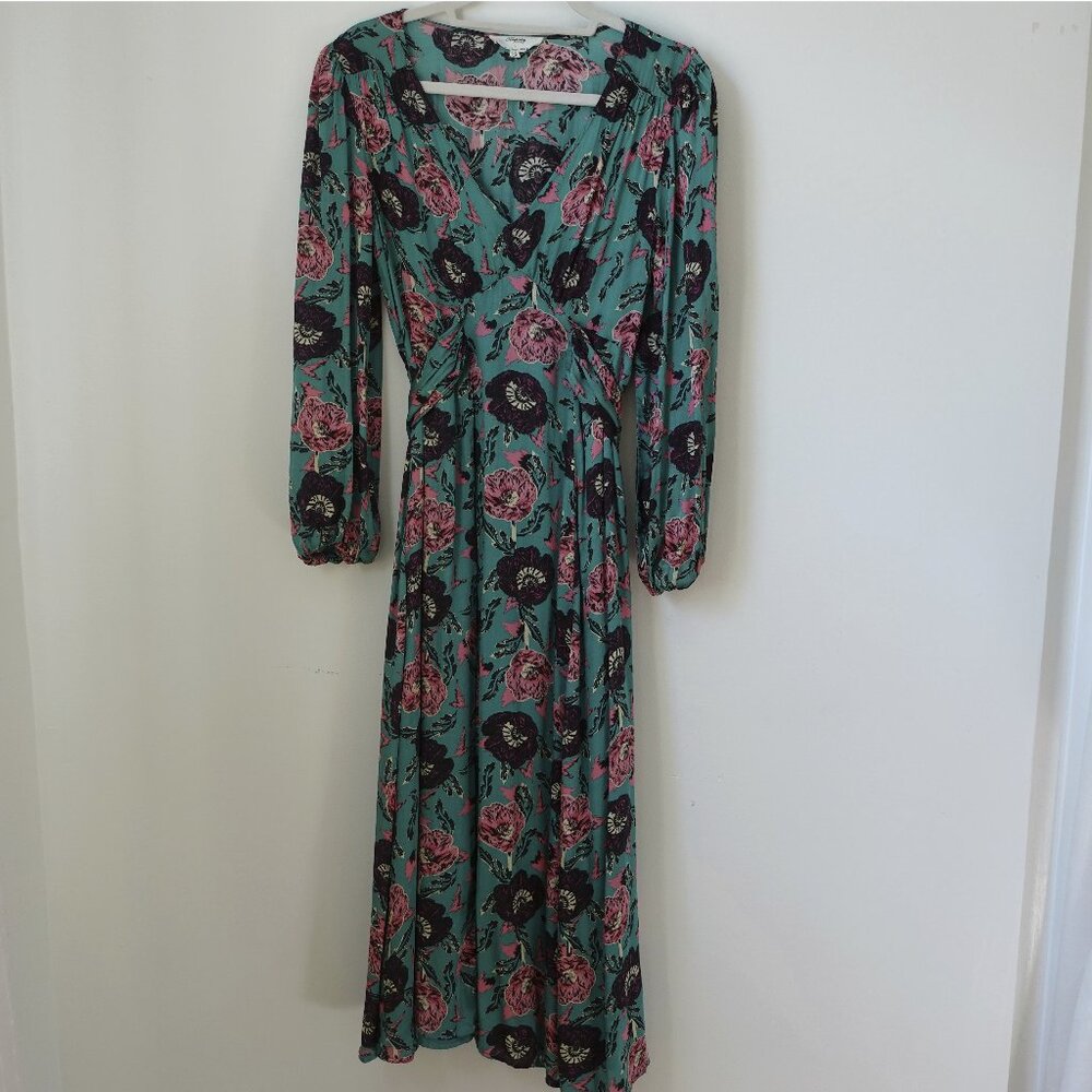 Temperley London X Anthropologie Printed V-Neck Maxi Dress Size US6 UK10 EU38